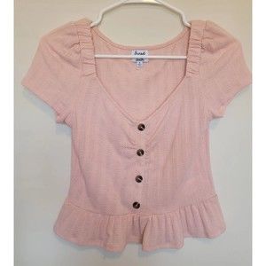 Sunset & Sixth Womens Light Pink Peplum Top Size Small